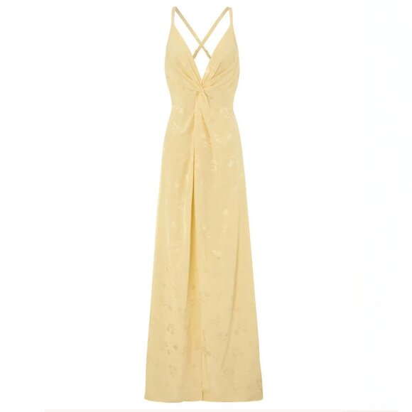 Monsoon Karlie Knot Front Jacquard Dress Yellow, size 6 - Picture 3 of 10